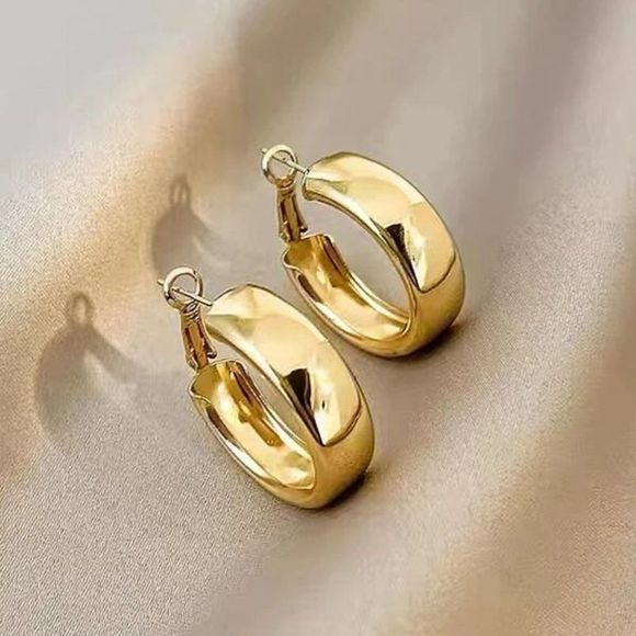 7/$35 Gold Color Hoop Earrings Medium Gold Hoops - Picture 3 of 5